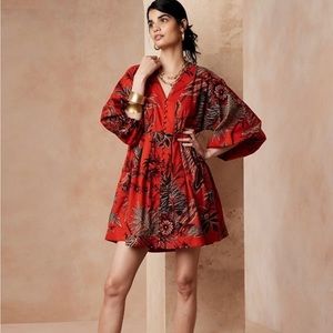 Banana Republic red floral Mini Dress- Medium Tall